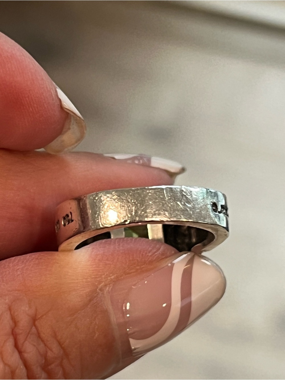 Lagos Vintage Peridot Sterling Silver Glacier Caviar 18k Gold Ring Size 7 - Picture 7 of 7